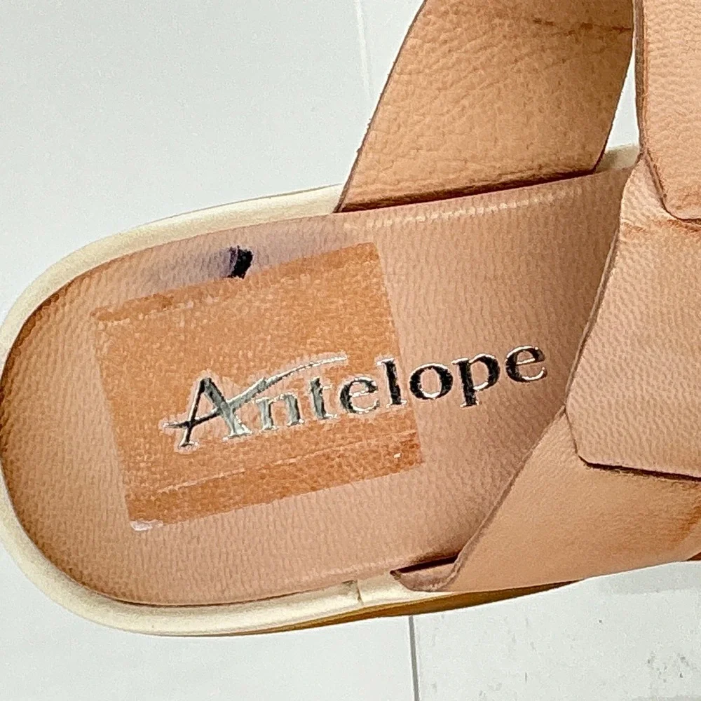 Antelope Size 40 US 9-9.5 Tan Nude Leather Chunky Platform Slide Sandal NEW $189